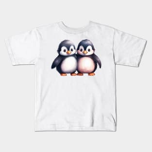 Valentine Penguin Couple Kids T-Shirt